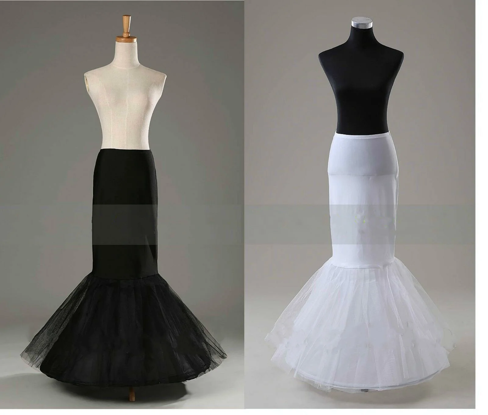 Trắng/Đen 1 Vòng Nàng Tiên Cá Cưới Cô Dâu Tây Nam Không Crinoline Petticoat Trượt