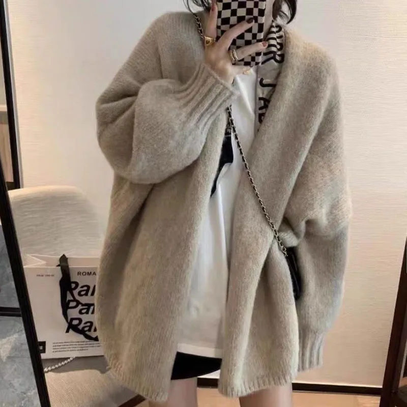 Xpqbb Vintage Loose Women Cardigan Sweaters Harajuku Lazy Wind Autumn Winter Long Sleeve Knit Coat Female Casual Wild Cardigans