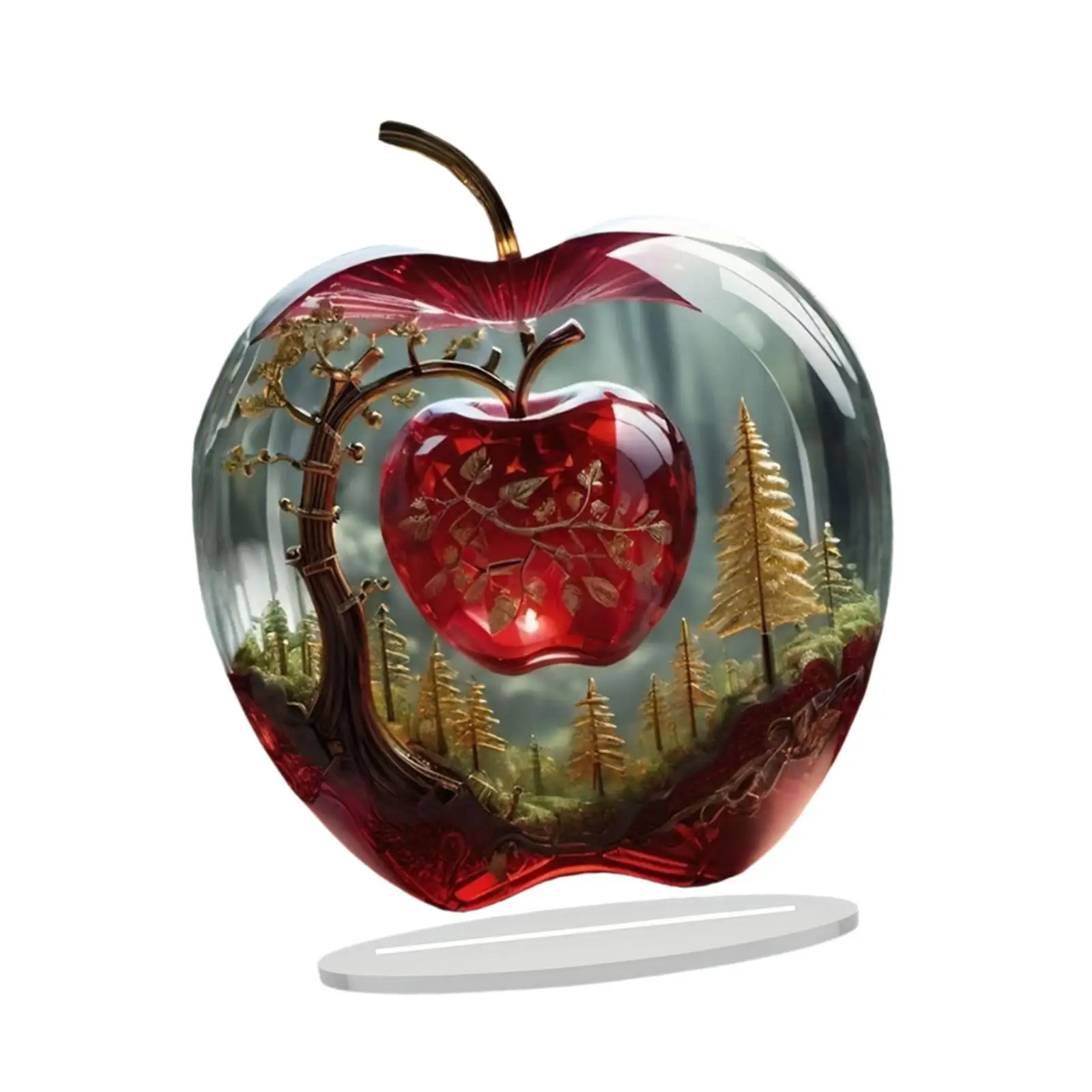 2D Flat Apple Shaped Table Sign Acrylic Multifunctional Waterproof Lightweight