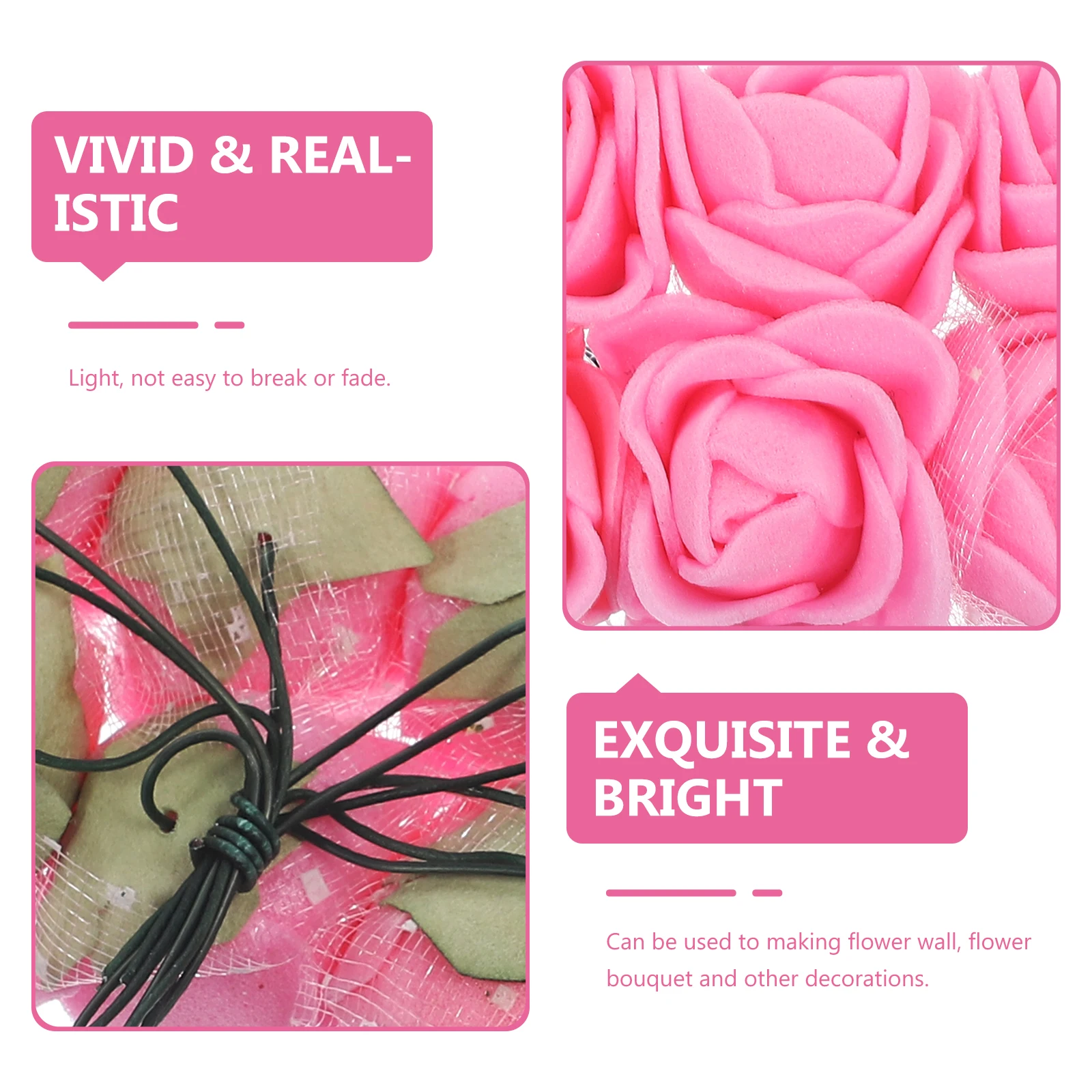 

144pcs Mini Artificial Roses Pink Foam Rose Heads for Crafts Wedding Decor Faux Flower Arrangement DIY Materials