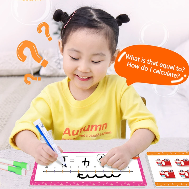0-20, suma, resta, tarjetas de línea de números de borrado en seco, juego de matemáticas, juguete educativo para el hogar y la escuela