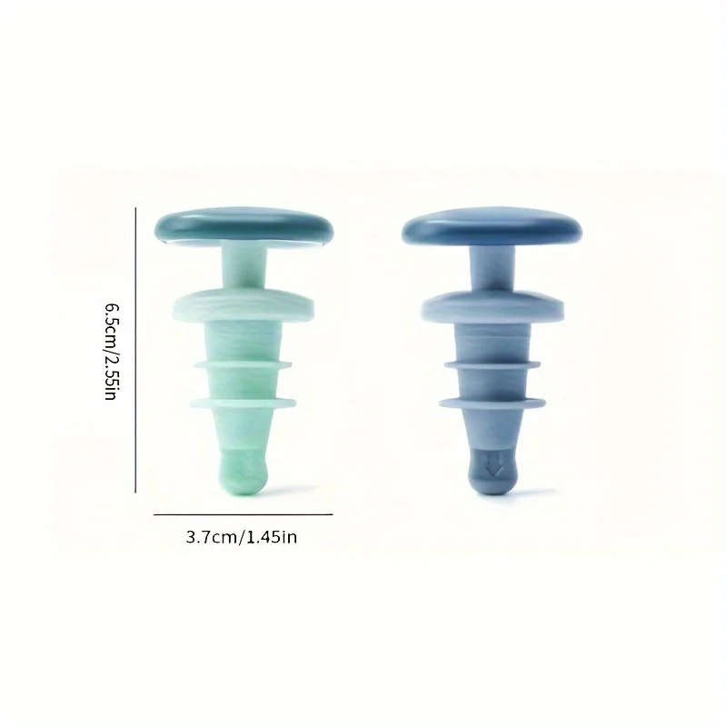 赤ワインボトルストッパー2個、シリコン漏れ防止キャップ付き、ワインや調味料ボトルの保存に適しており、再利用可能