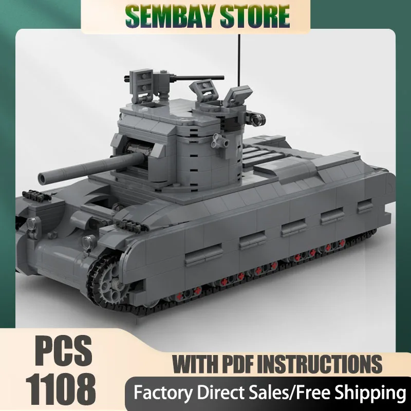 Moc Building Bricks Modular A12 British WWII Infantry Tank Model Technology Blocks Christmas Toy Construction Holiday Gifts
