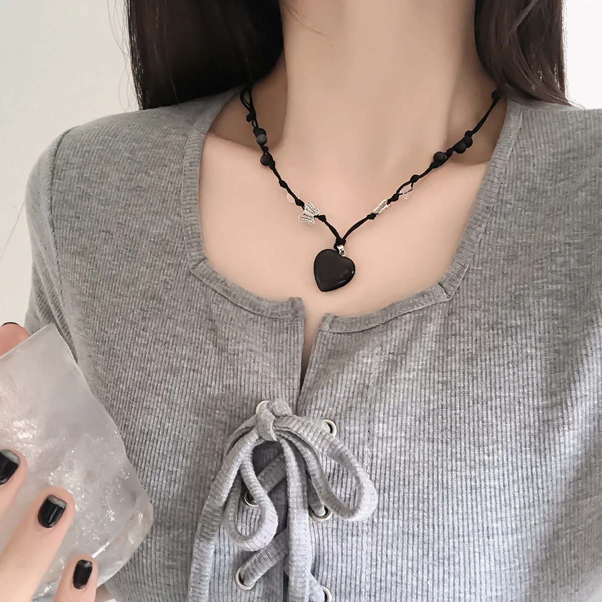 

Pastel-Colored Dopamine Necklace Women's Fashionable Trendy Accessories Versatile Niche Design Beaded Collarbone Chain