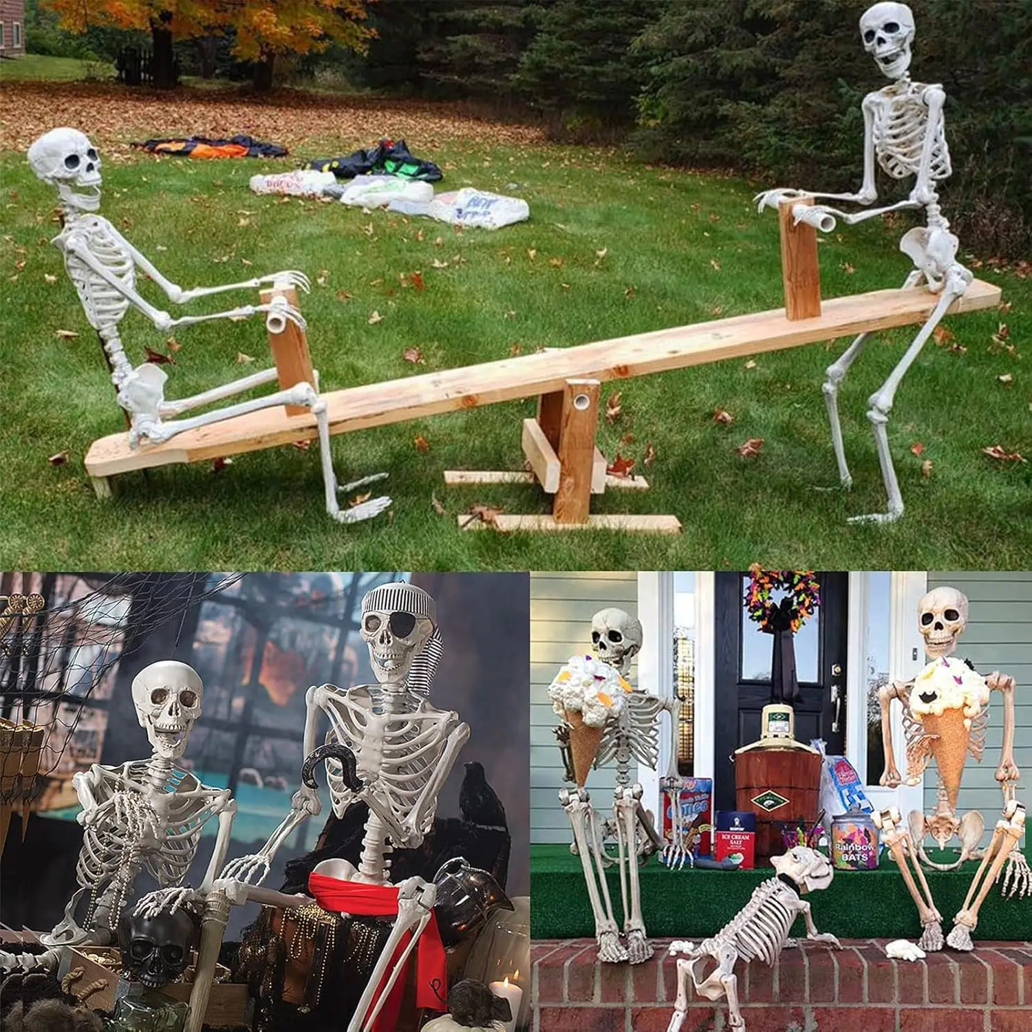 5 Ft Skeleton Halloween Decorations, Full Body Life-Size Skeleton Prop with Movable Joints for Halloween Decorations Outdoor