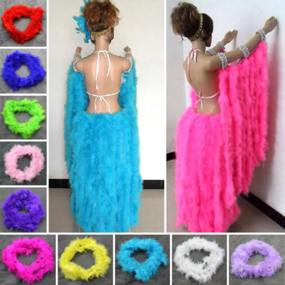 Tira de Boa de plumas esponjosas, chal negro de plumas de pavo, accesorios de decoración de ropa de Cosplay de boda, 2M