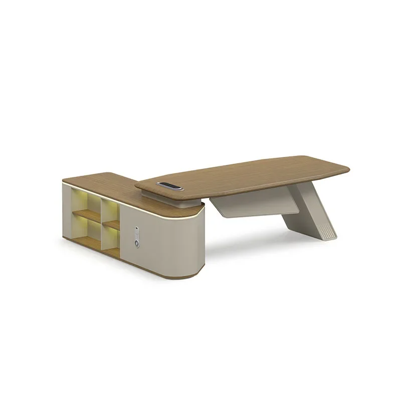 Leichter, luxuriöser Boss-Tisch, hochwertige, einfache Kombination aus Büroschreibtisch und Stuhl des Präsidenten, Führungsbürosmanager für die Führung der Stuhlperson