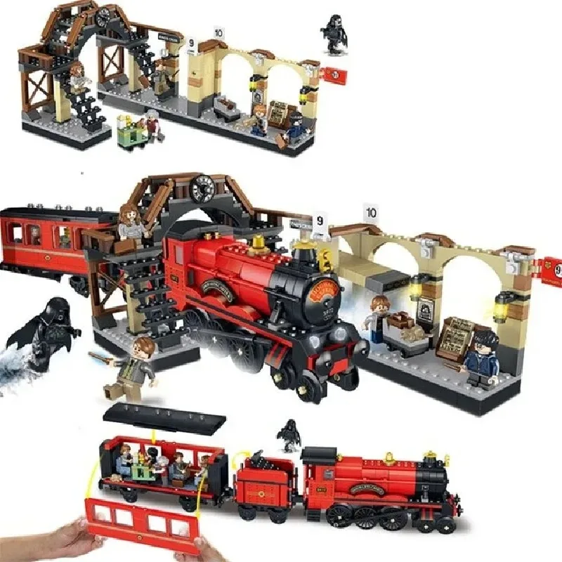 Serie di film magici Treno espresso Creativo e versatile Costruzione creativa Assemblaggio Mattoni Giocattoli Regali per bambini Giocattoli Natale 75955