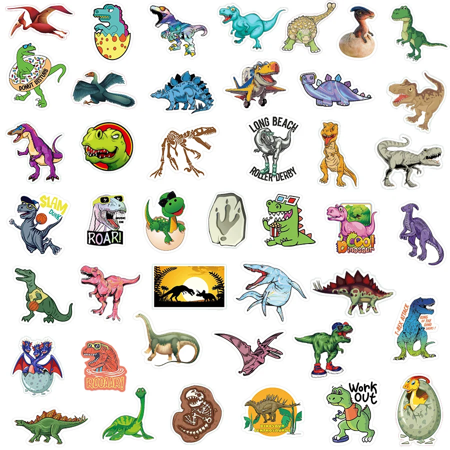 50/125/200 PCS Dinosaur Stickers for Laptop Suitcase Bike Skateboard Motorcycle Helmet Car Waterproof Stickers for Boy Gift Toy