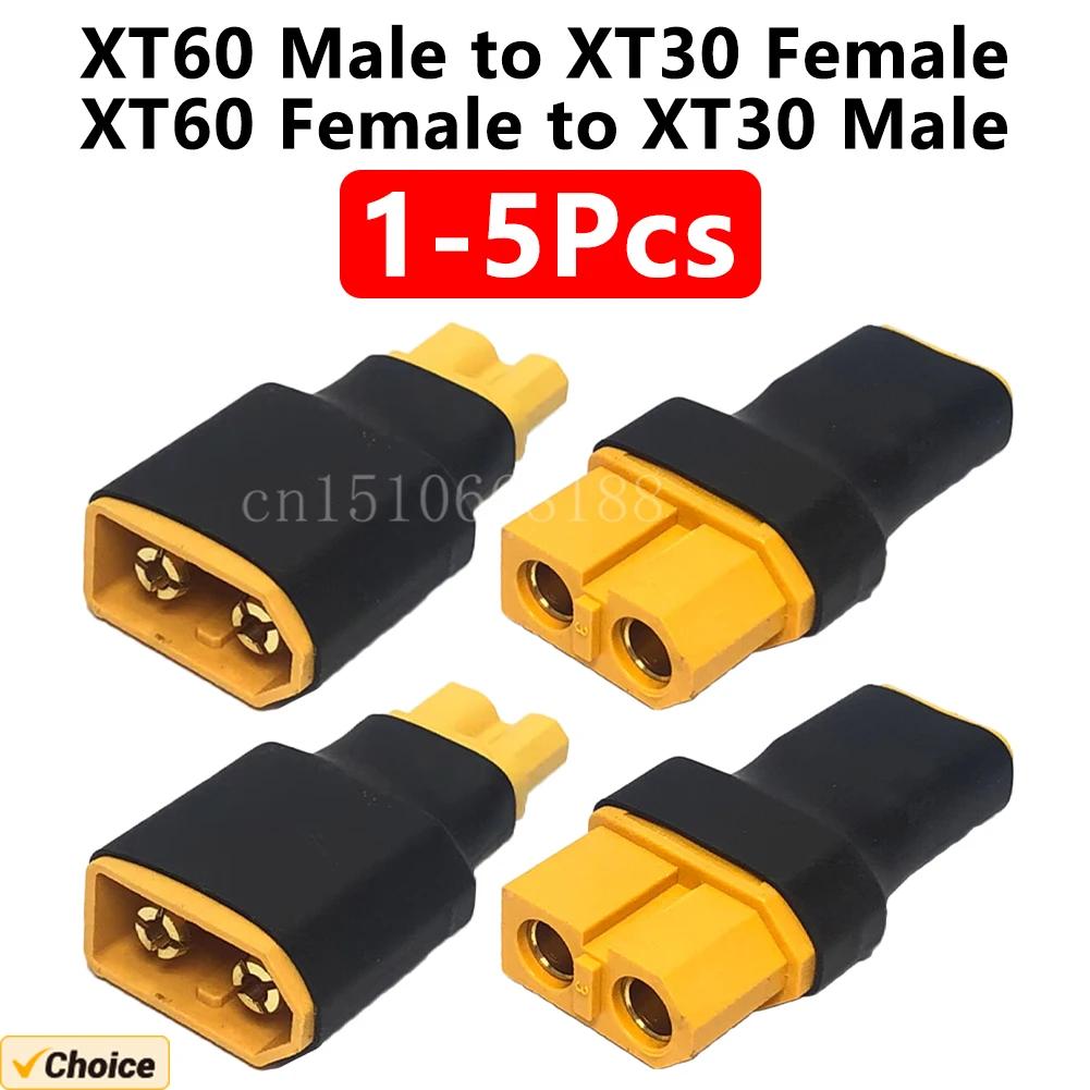 

1-5Pcs XT60 to XT30 Plug Female Male Adapter Converter for FPV Drone RC Lipo NiMH Battery Charger ESC for Lithium Battery ESC