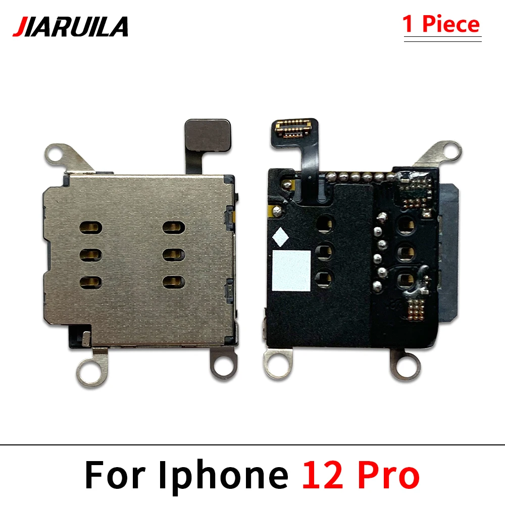 10Pcs，Dual Sim Card Reader Flex Cable + Tray Slot For Iphone 15 14 13 12 Pro Max Mini Plus Nano Connector Holder Adapter