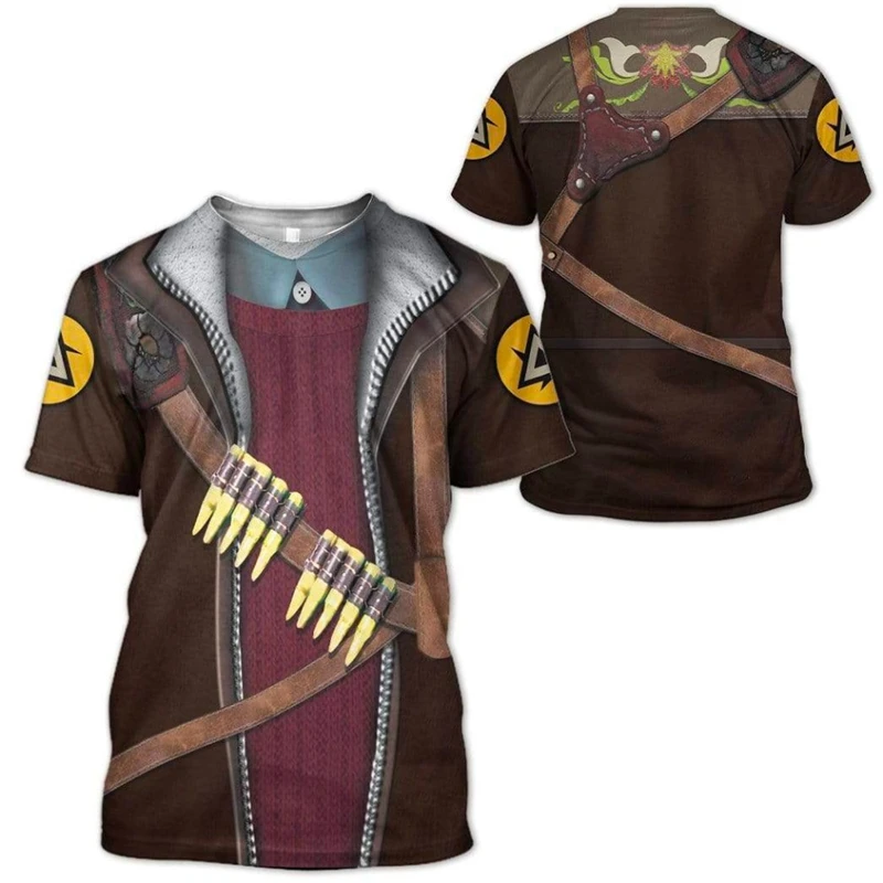 Medieval Holy Roman Empire Knight Cosplay 3D Graphic T Shirts For Men Clothes Casual Short Sleeve Tops Vintage Streetwear Tees