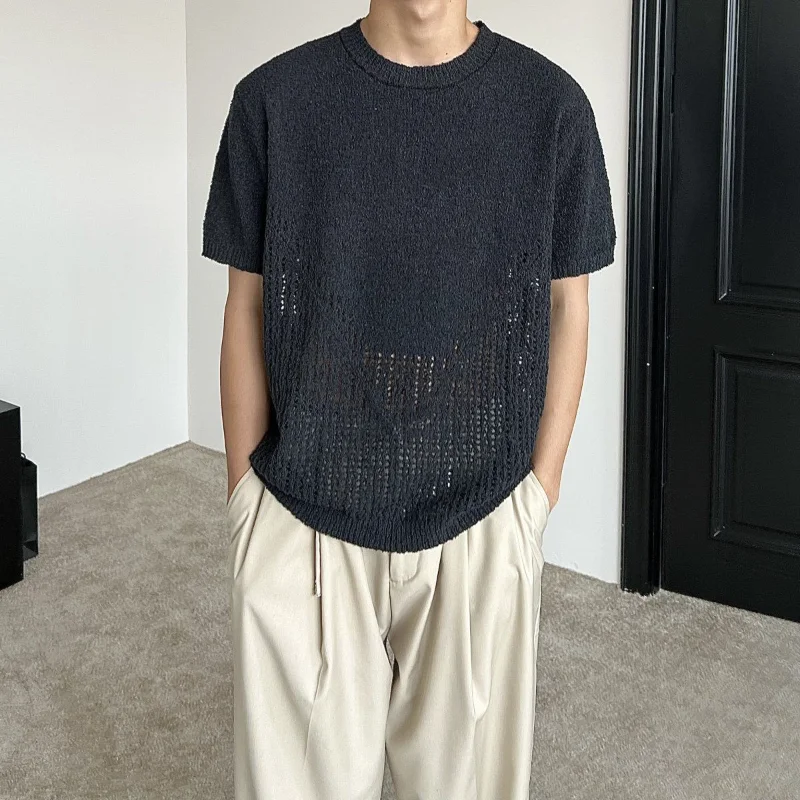 

Летний укороченный кардиган унисекс с ажурной вязкой, свободный универсальный трикотажный топ для весны и лета