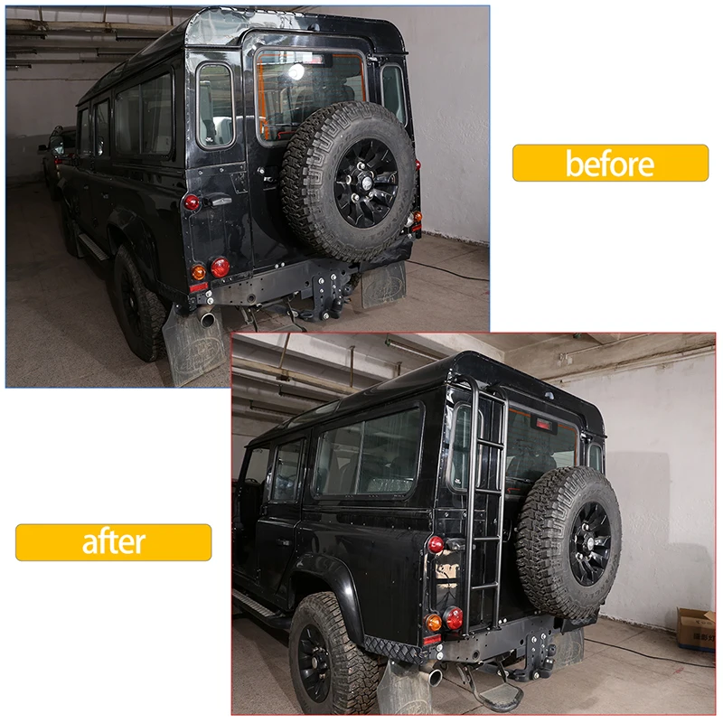 For 2004-2019 Land Rover Defender 90 110 alloy car rear door tail door roof assisted ladder exterior accessories