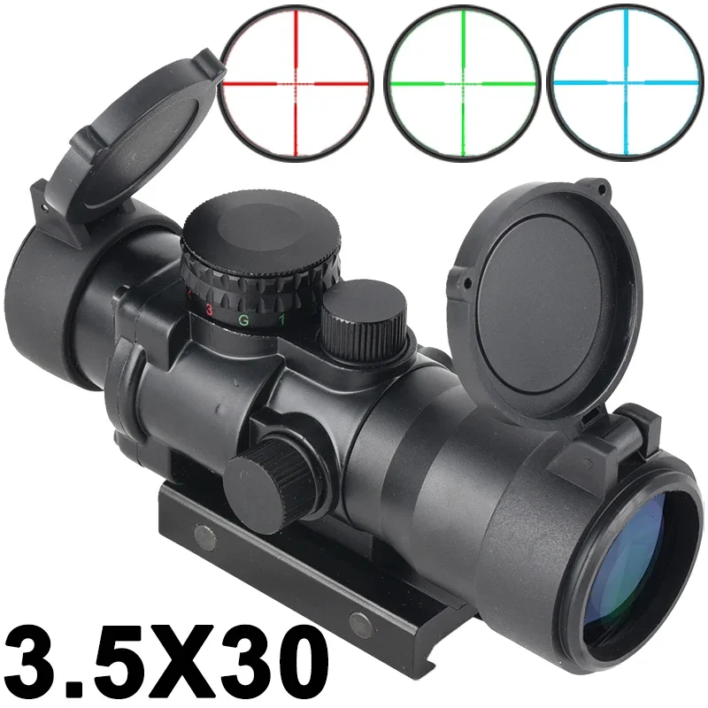 

Tactical 3.5x30 Optics Scope Hunting Reflex Rifle ScopesTri-Illuminated Sight for 20mm Mount Compact Airsoft Riflescope