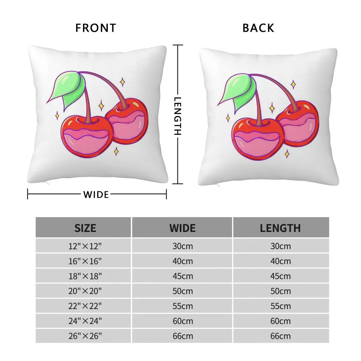 Pair Of Cherries Square Pillowcase Polyester Linen Velvet Creative Zip Decorative Sofa Cushion Case Wholesale 45x45
