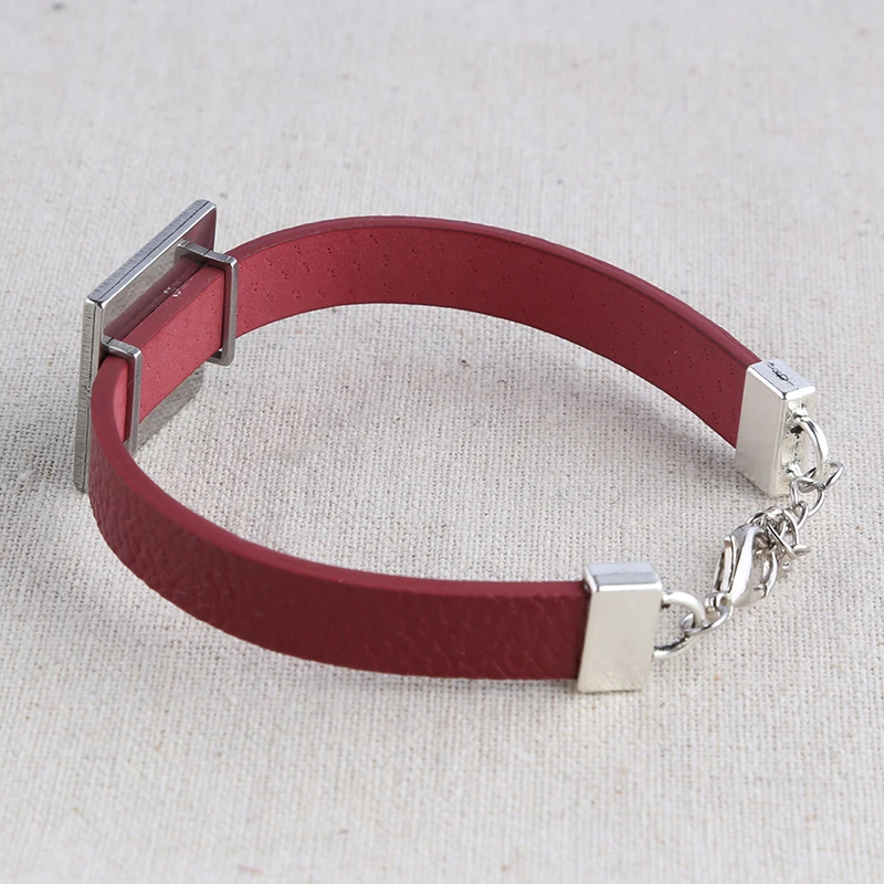 onwear 5pcs stainless steel fit square cabochon 20mm bracelet base diy flat leather blank bangle bracelets bezel settings