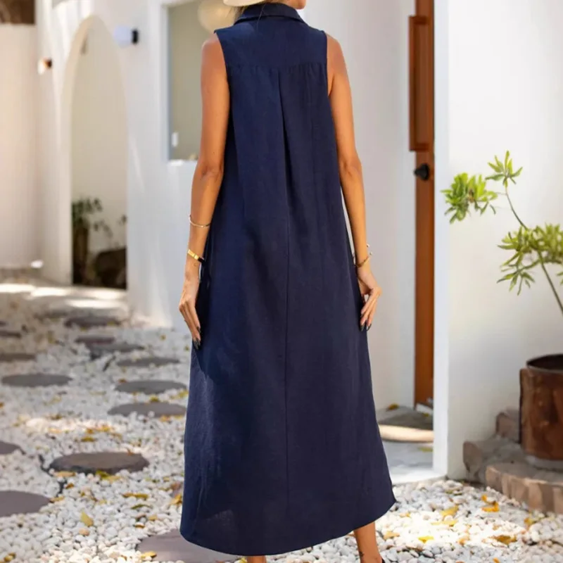 

2025 New Spring Summer Clothing V Neck Loose Casual Sleeveless Women's Dress