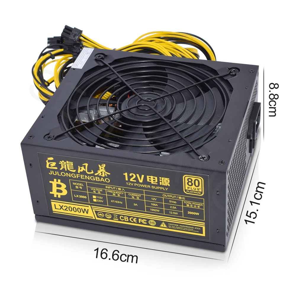 SENLIFANG ATX 12V 180-240V 1800W 2000W BTC ETC RVN Special Mute Power Supply 6PIN*10 For Bitcoin Various Mining Machines