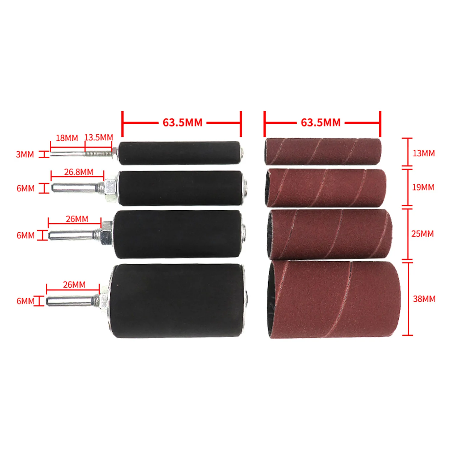 FOR 20Pcs Sandpaper Rings Sanding Drums Kit Boxed Sanding Loops Metal Derusting Wood Polishing Sand Cloth Sand Heads Set