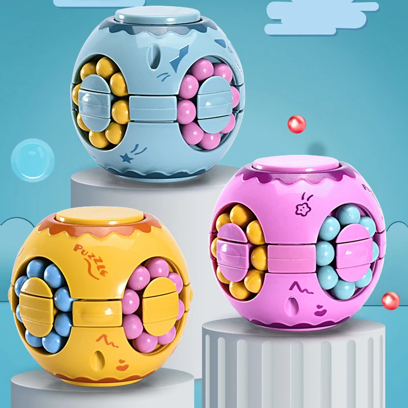 Montessori Roterende Magische Bonenkubus Vingertop Speelgoed Kinderen Mind Brain Teaser Game Spinners Stress Relief Speelgoed Jongen Meisje Cadeau