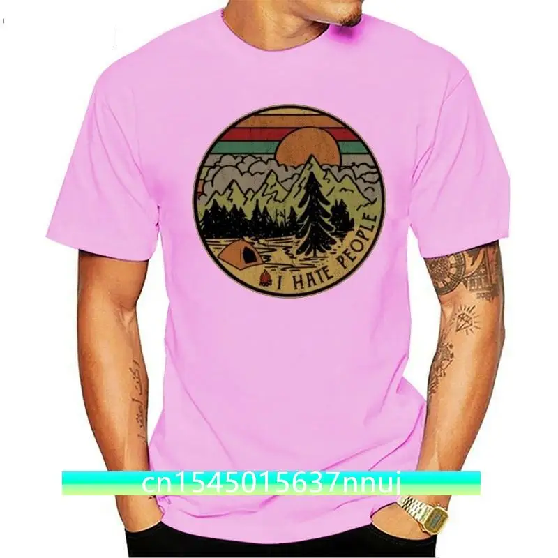 

Love Camping I Hate People Vintage Funny T-Shirt For Men Camping Hiking Short Sleeve Tops Gift Tees Cotton O-Neck T-Shirt