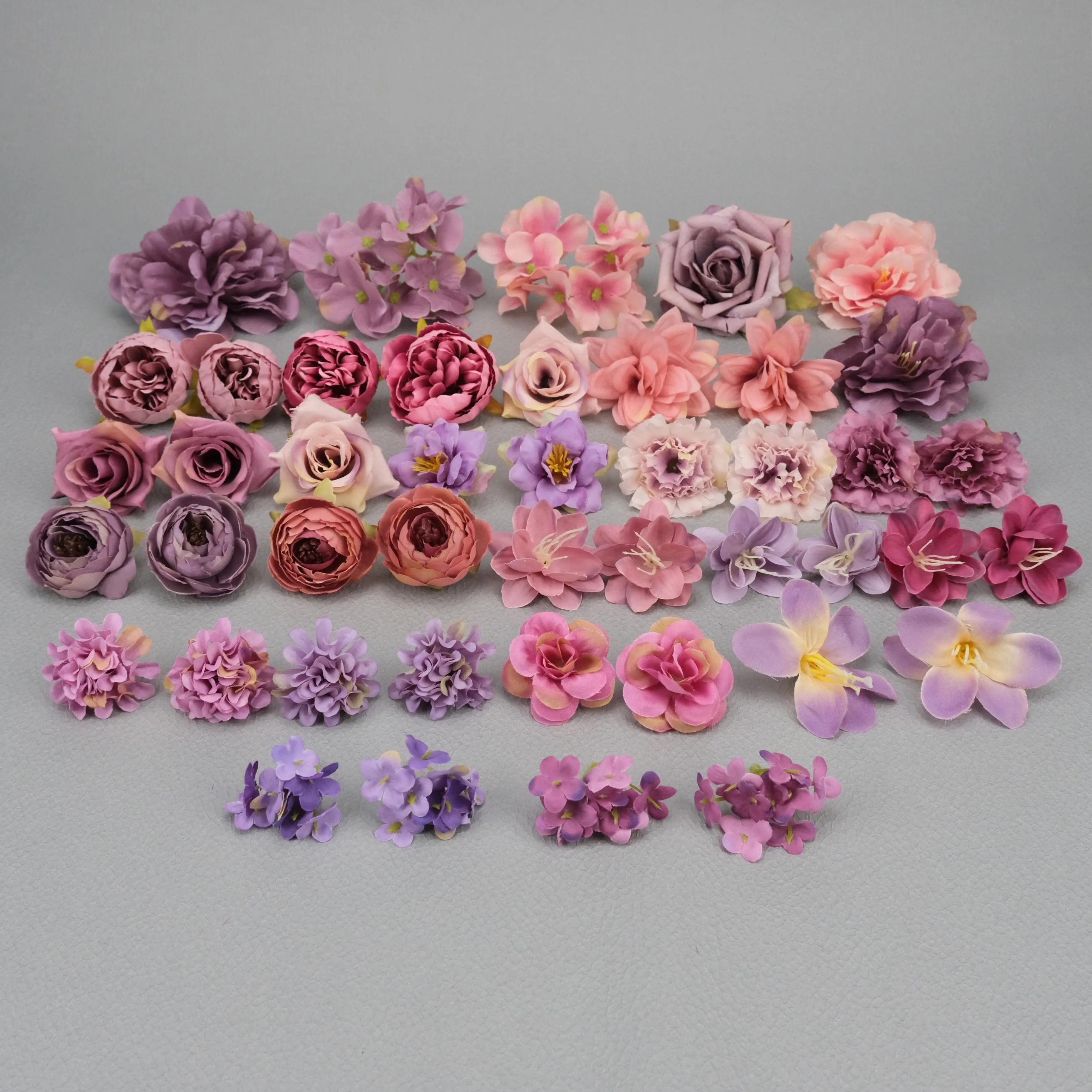 44Pcs Artificial Silk Flower Heads Plum Peony Rose Combo Set in Bulk Mixed Size For DIY Crafts Floral Wall Party Garland Decor