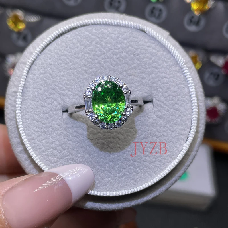 

100% natural 925 silver adjustable ring, set with 4 carat green tourmaline gemstone. A gift for your girlfriend.