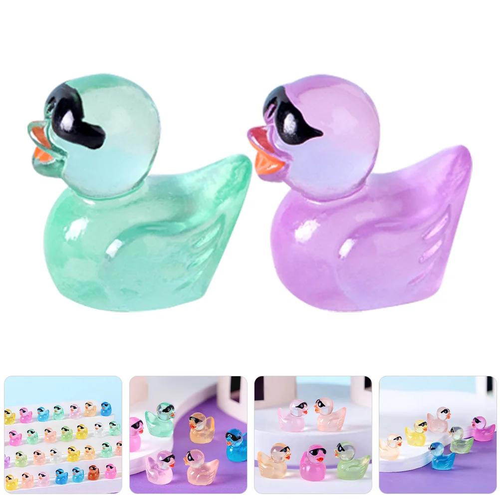 

36Pcs Glow in The Dark Mini Duck Resin Micro Landscape Decoration Yard Garden Outdoor Desktop Adornments Nightlight Animals