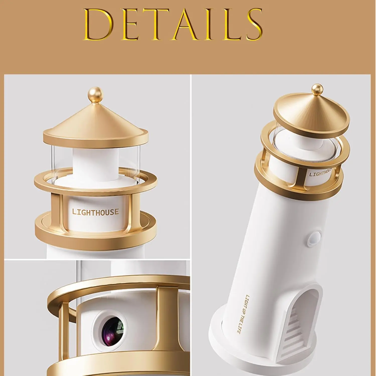 LED Lighthouse Human Body Induction Projection Lamp Moonlight Night Light USB Rechargeable Desk Lamp Bedroom Decor Gifts
