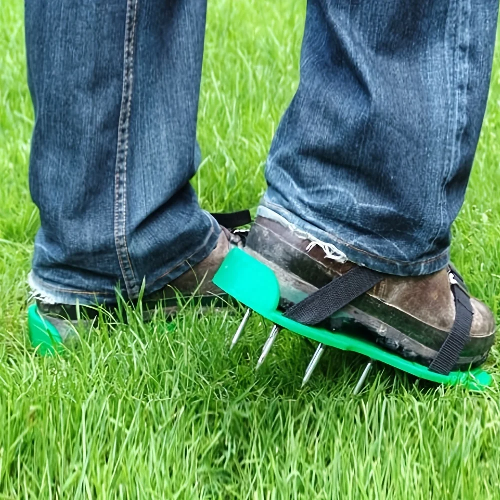 loose garden soil green grass inflatable sandals with adjustable straps durable yard tools for lawn care