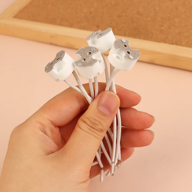 10 ชิ้น MR16 G5.3 ฐานโคมไฟสายเชื่อมต่อโคมไฟซ็อกเก็ตเซรามิค MR16 โคมไฟ Fix 10 เซนติเมตรสายซิลิโคน