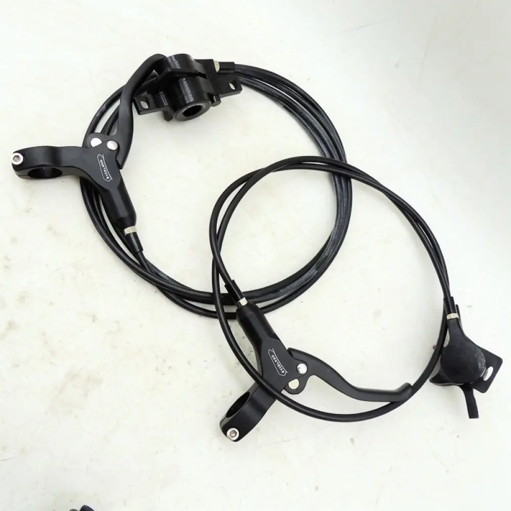 Juego de frenos hidráulicos de aluminio CNC, ligero, para bicicletas de montaña (MTB) y bicicletas eléctricas, con kit de frenos de disco y accesorio de cableado extendido.