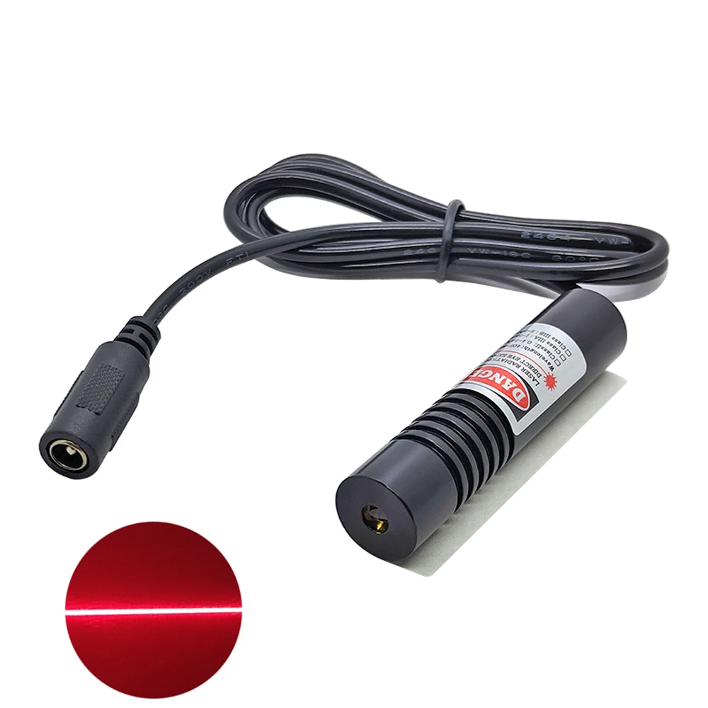 16X70mm Red Light Fixed Focus Laser 635-638nm Glass Lens Line Laser for Positioning Light/Stone Cutting Line Marking Devic