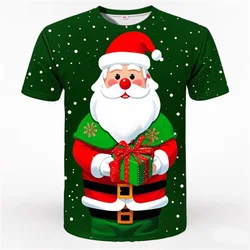 3D Print Santa Claus Graphic T Shirt For Men Women Short Sleeve Plus Size Tee Shirts Tops Kids Merry Christmas T Shirts Clothes