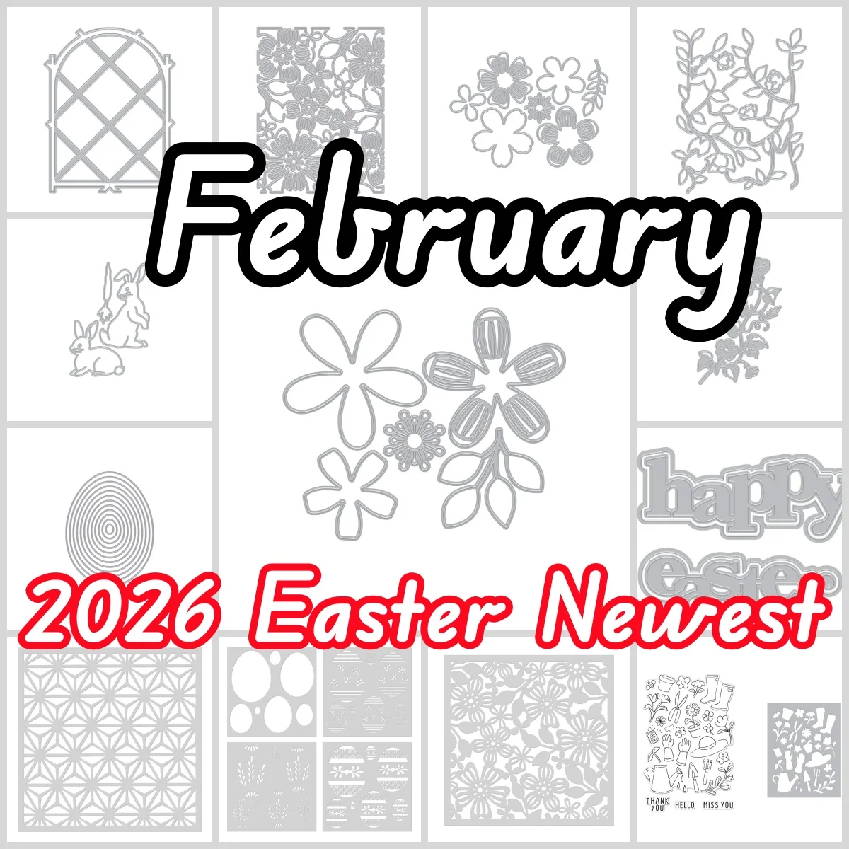 2025 Happy Easter Newest Metal Cutting Dies Clear Stamps Layering Stencil for DIY Greeting Card Making Scrapbooking Craft Paper