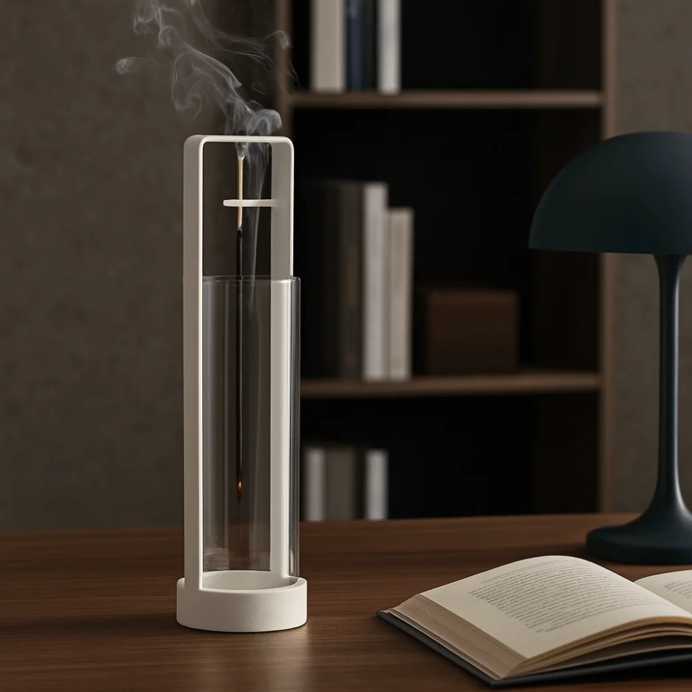 Creative Upside-down Incense Burner Stand with Glass Detachable Backflow Incense Burner Rustproof Ash Catcher
