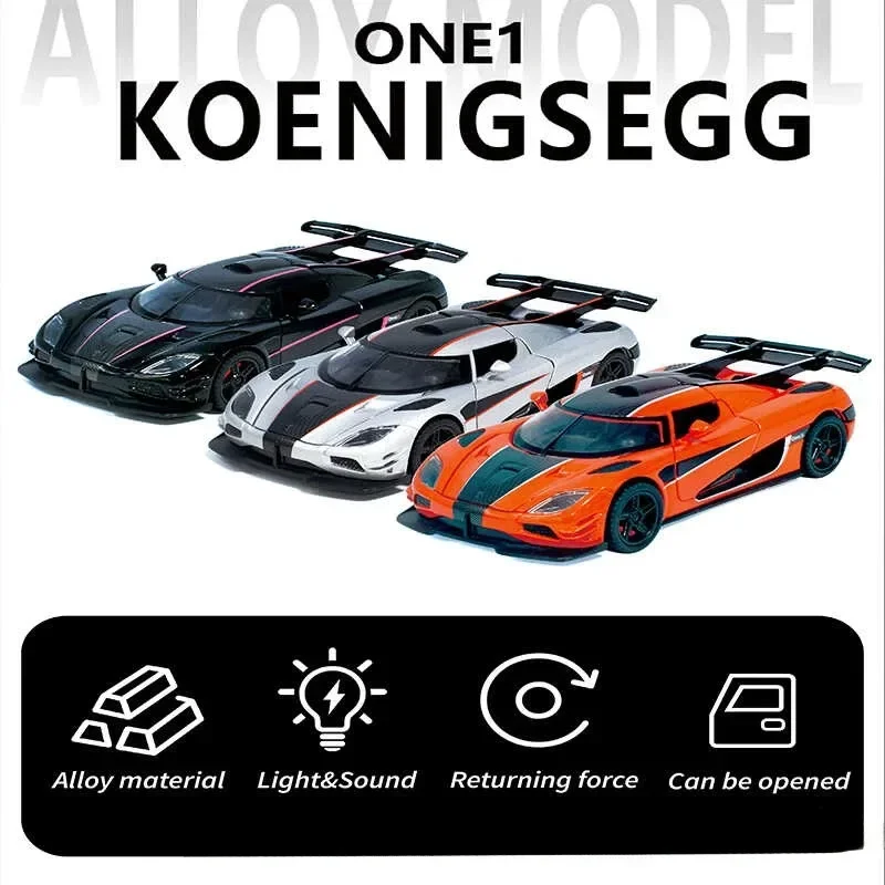 1/32 ONE 1 Supercar Model Die Casting Metal Collection Miniature Voiture Home Decor Toy Vehicles Boy Gift Sound Light