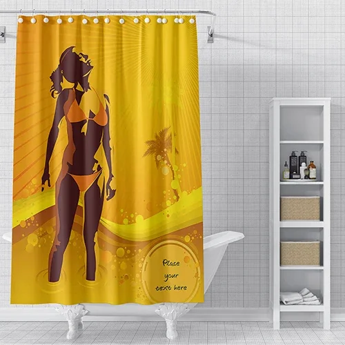 Cartoon 3D Fashion Black Girl African American Woman Shower Curtain Sexy Modern Elegant Feminine Home Accessories