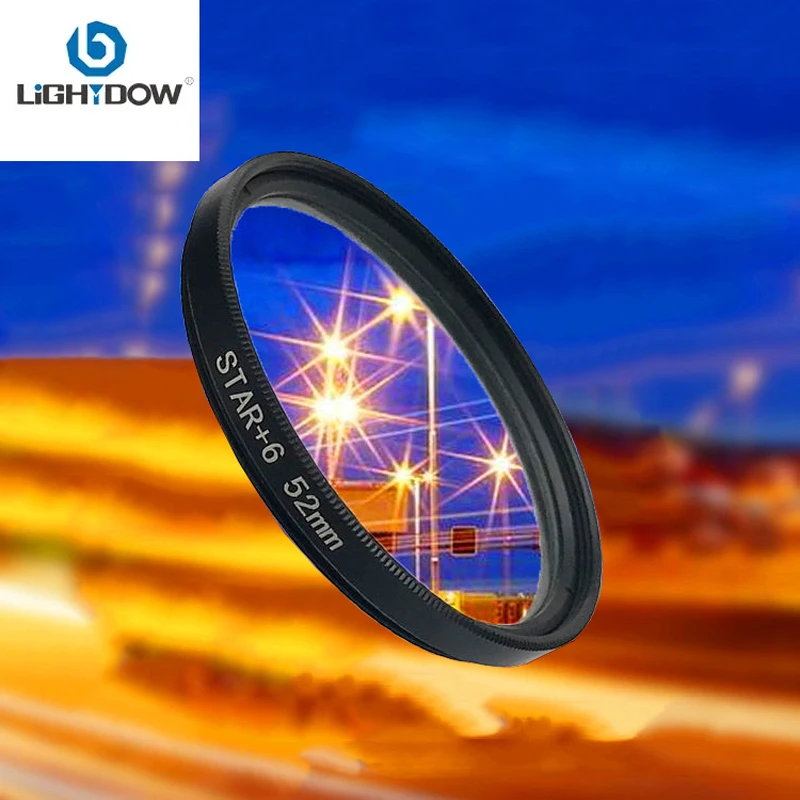 Lightdow 6 Line Star Lens Filter 49 mm 52 55 58 62 67 72 77 82 mm for Canon Nikon Sony DSLR Camera