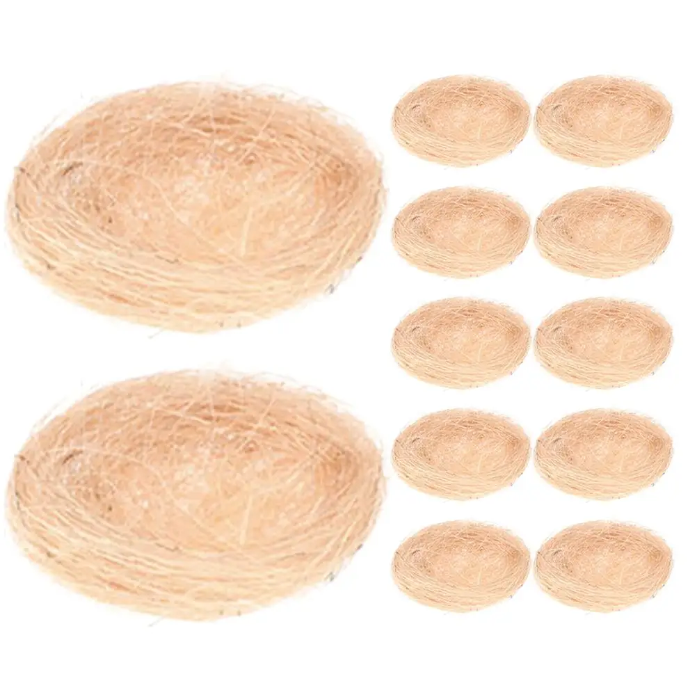 

12 Pcs Bird Nest Decorations Simulated Props Rustic Unique Easter Wedding Christmas Party naments Small Light Items