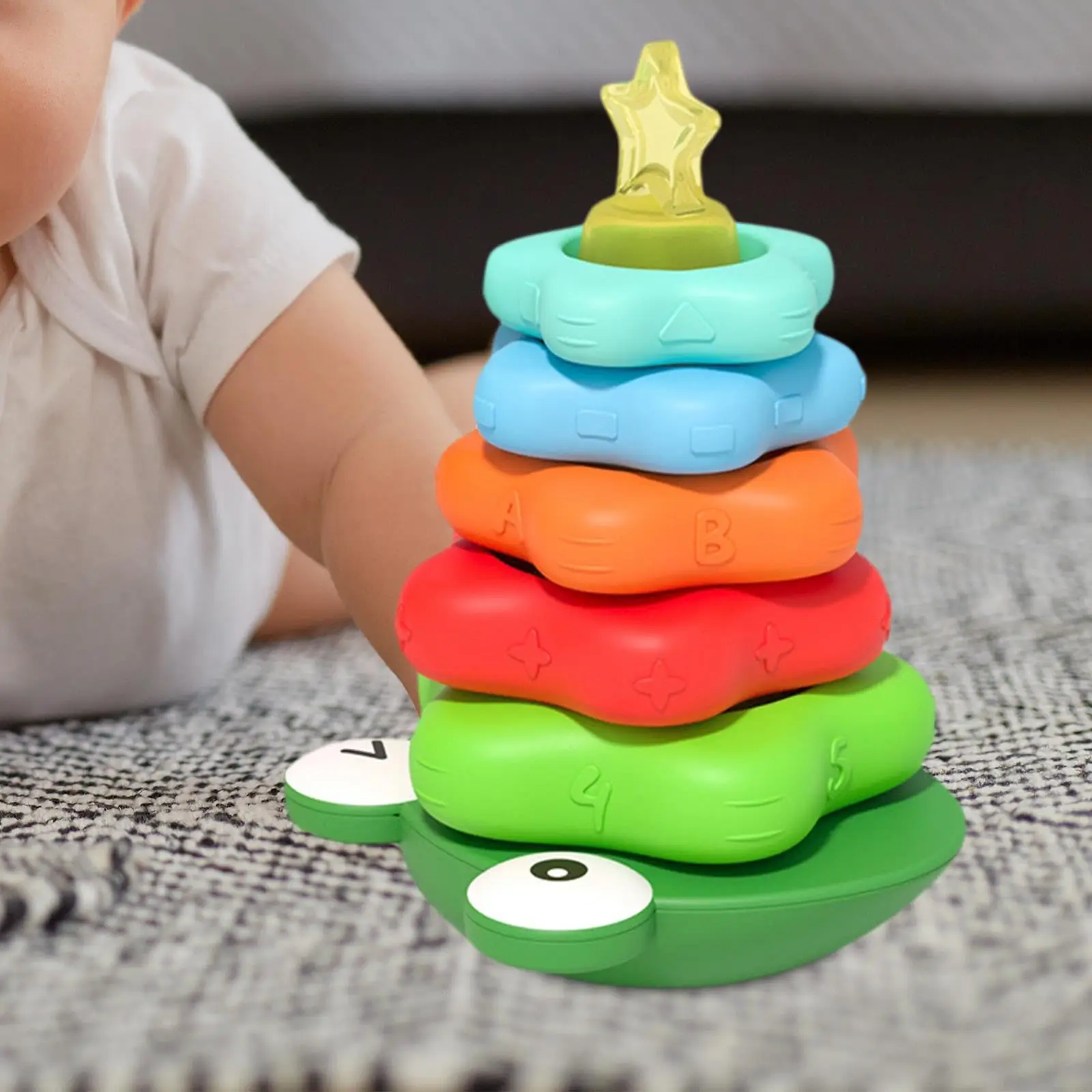 Baby Stacking Toys for 18M Toddler Sensory Montessori Toy with Roly-Poly Base Stacking Building Rings Toys with Sounds Kids Gift