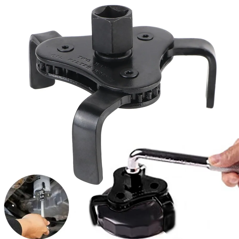 

Adjustable Universal Oil Filter Wrench With 3 Jaw Uninstall Removal Key From 2-1/2 Inch to 4.5 Inch Oil Filter Wrench Tool Set