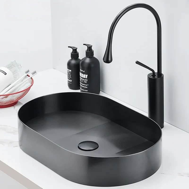 

Black counter basin 304 stainless steel rectangular wash basin Household wash basin Washbasin