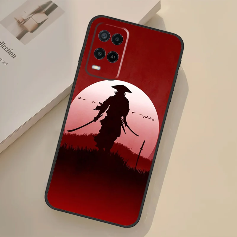 Japan Ninja Samurai Red Sun For OPPO A78 A98 A77 A57 A17 A74 A94 A15 A16 A52 A72 A91 A76 A96 A5 A9 A53S A54S A57S Case