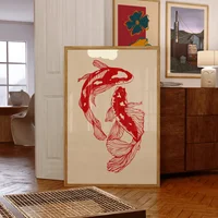 Japanese Red Koi Fish Canvas Prints Poster Modern Minimalism Aesthetic Art Prints Bedroom Kitchen Home Decor Art Poster Gifts 3