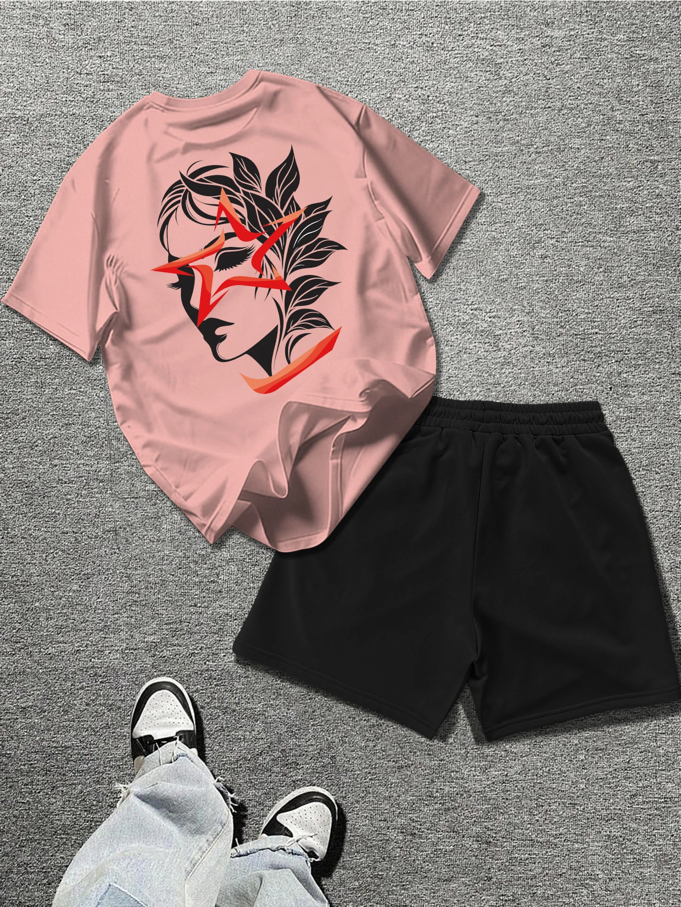 

Men's Hip Hop Style Abstract Portrait Graphic Print Oversized Tee Short Sleeve Casual Street Fashion Summer Clothing For Men