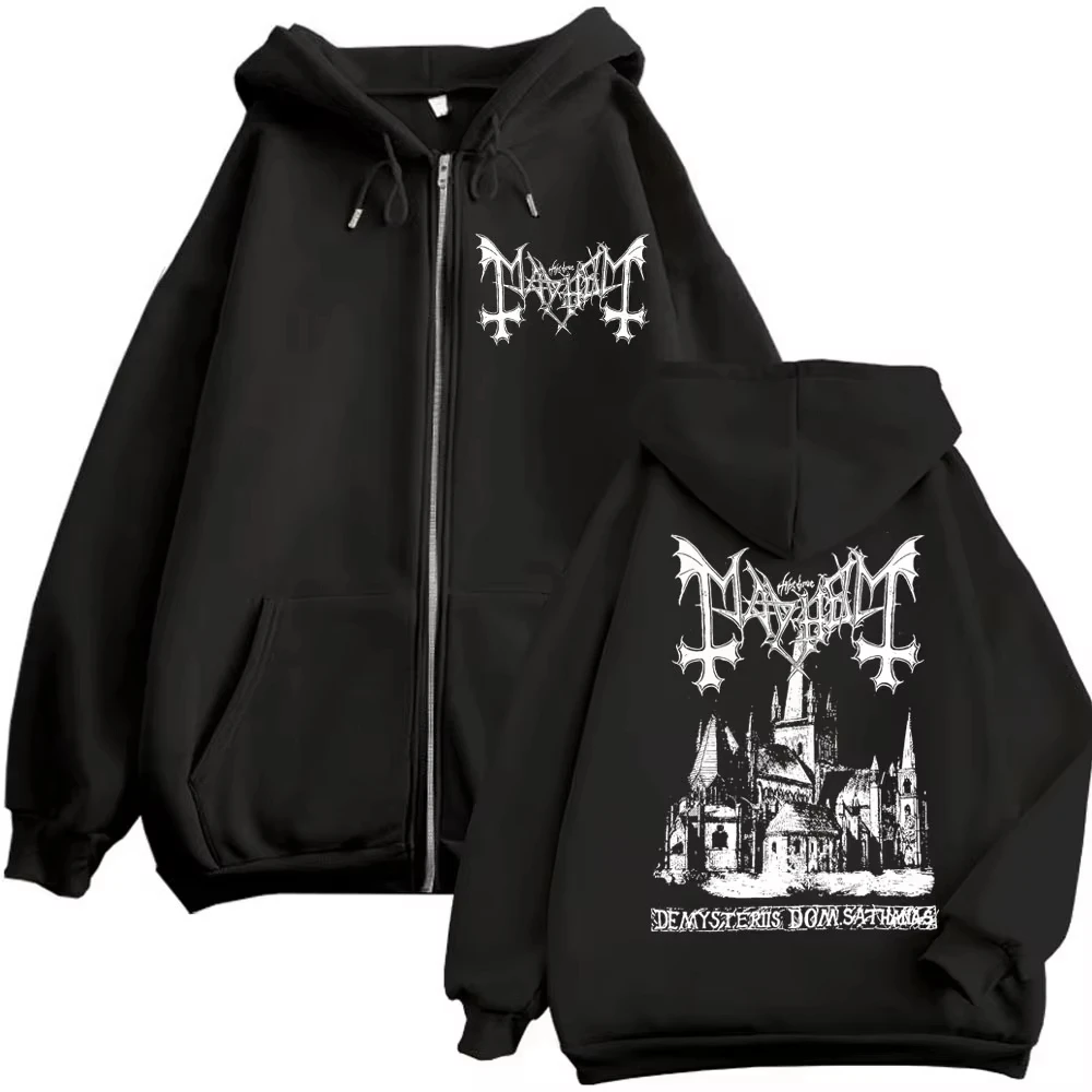 طبعة محدودة الفوضى دي Mysteriis Dom Sathanas Merch Death Black Metal Rock Band الخريف/الشتاء القطن الخالص قلنسوة بسحاب #1