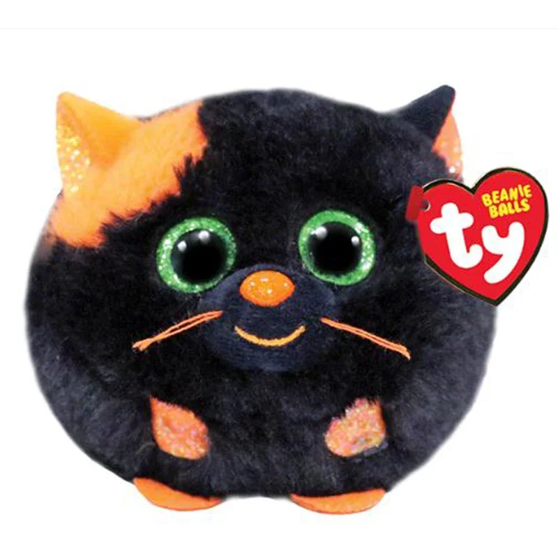 7CM Ty Big Eyes Beanie Puffies Balls Plush Stuffed Animal Toy Cute Doll Black Cat Salem Children Christmas Kids Gifts