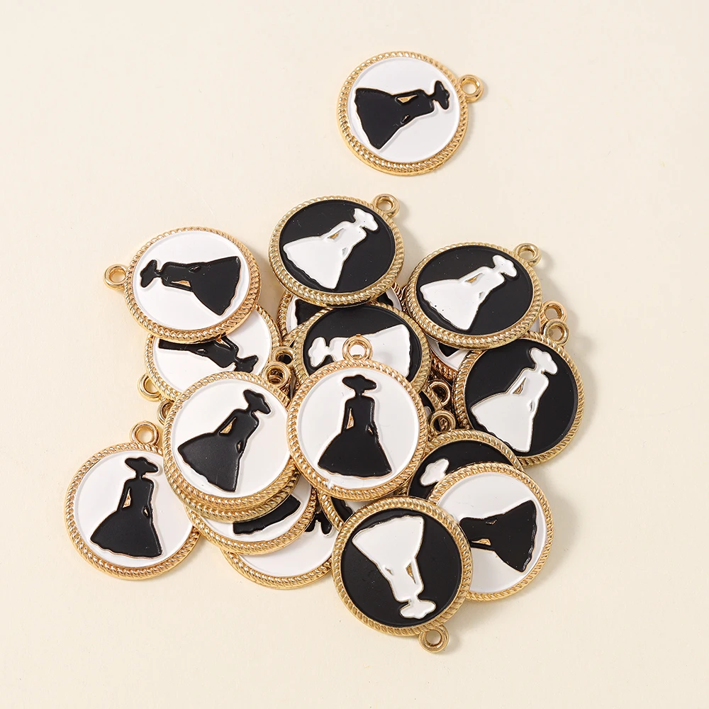 10pcs 20*23mm Enamel Elegant Women Charms for Necklace Pendant Earring DIY Women Girls Charms Handmade Jewelry Finding Making